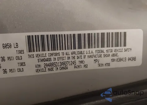 2010 Chrysler Town & Country Touring from USA, damaged, VIN 2A4RR5D13AR271245